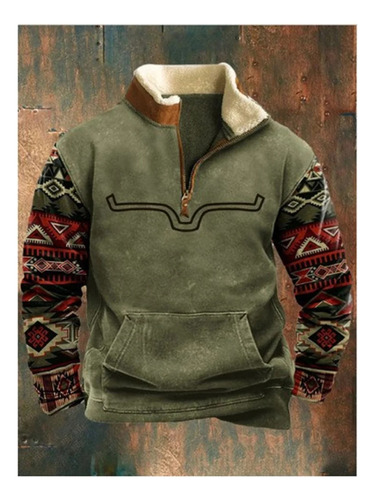 Sudadera Casual De Cuello Alto De Manga Larga Para Hombre