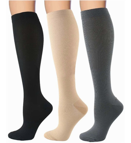 3 Pares De Calcetines De Compresión De Color Puro