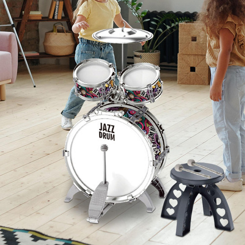 Juego De Batería Para Niños, Iluminación Musical, 3 En 1