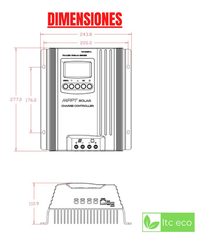 Regulador Voltaje Solar Mppt Max 60a 12v 24v 48v Tension