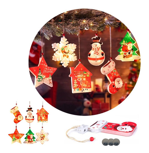 Adornos Navideños Luces Led Arbol Cálida Navidad Pila Set X6