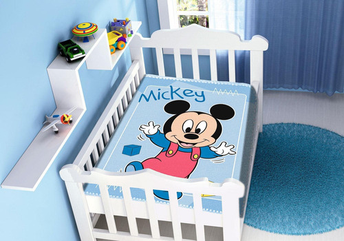 Cobertor Bebê Antialérgico Jolitex Disney Mickey Azul