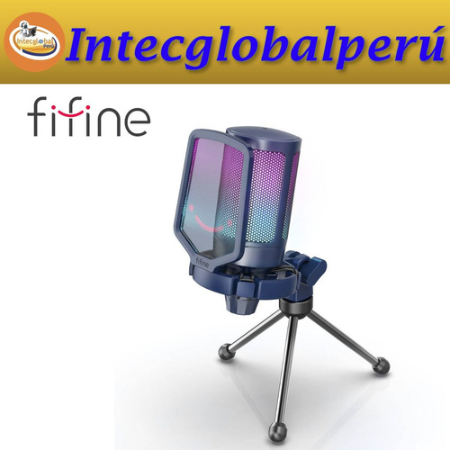 Micrófono Fifine Ampligame A6v Rgb Usb Cardioide - Blue