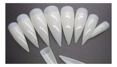 100 Tips Stiletto Unhas Longas Manicure Nails Acrigel Cor Natural