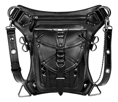 . Steampunk Riñonera Gothic Retro Motocicleta Bolso De Cuero