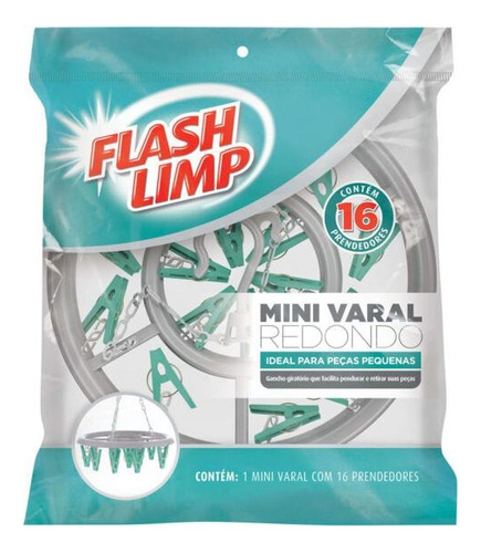 Varal Flashlimp Mini  Redondo Com 16 Prendedores  Lav6810