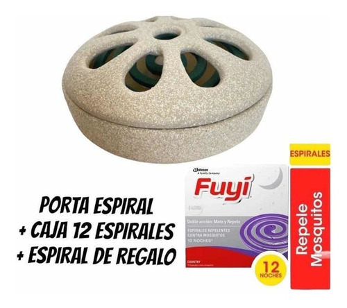 Porta Espiral Mosquito De Ceramica +13 Espiral Piedra B