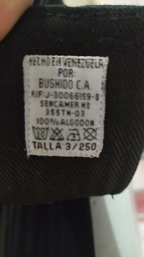 Cinta De Karate Bushido Negro Talla 3