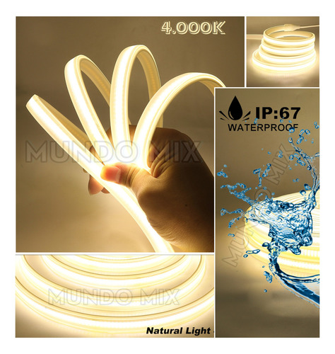 25mts Mangueira Fita Led Cob Ip67 280leds 18w Por Metro Cor