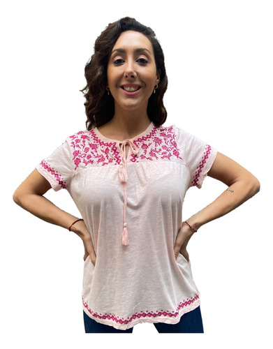 Blusa Remera Bordada Algodon Talles Grandes Verano Anaandi