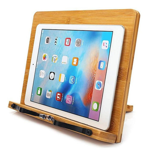 Ipad notas musicales Soporte para libro de cocina con soportes de soporte 28 x 22 cm Reposo plegable de lectura para libros Tablet PC Soporte de libro de bamb/ú con 5 alturas ajustables