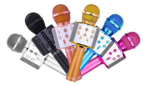 Microfone Sem Fio Youtuber Bluetooth Karaoke Reporter Cores Cor Azul