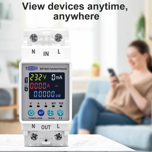 Conmutador Tuya Wifi 2p 63a 110v 220v Circuito De Medición K