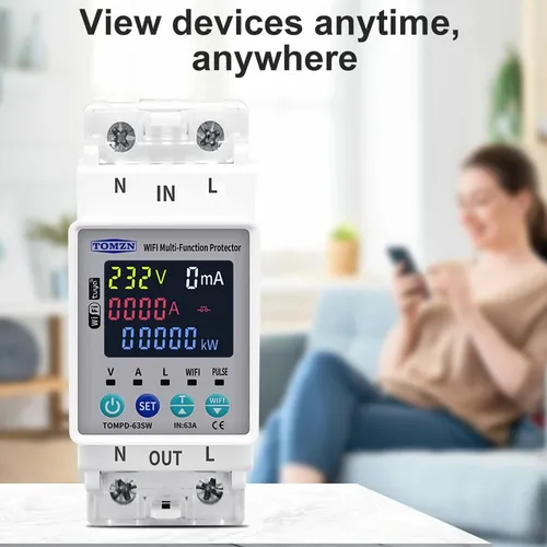 Conmutador Tuya Wifi 2p 63a 110v 220v Circuito De Medición