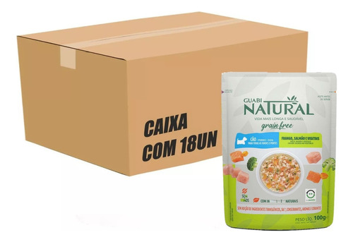 Ração Úmida Cães Guabi Natural Grain Frango Salmão 100g 18un