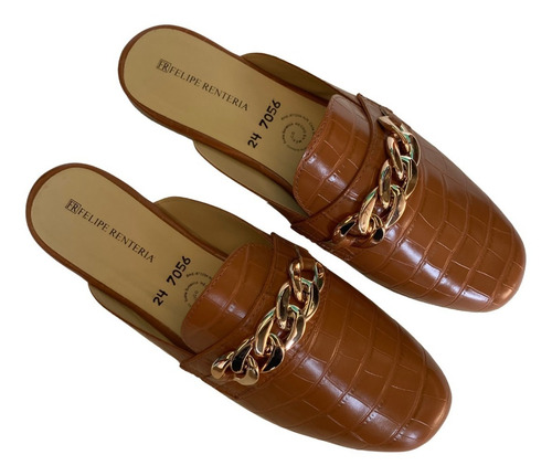 Imagen 3 de 9 de Zapato Flat Dama Felipe Rentería Mule Con Cadena
