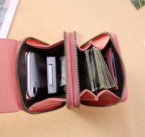 Bolsa Shoulder Bag Carteira Transversal Porta Celular Rápido Cor Liso Marrom
