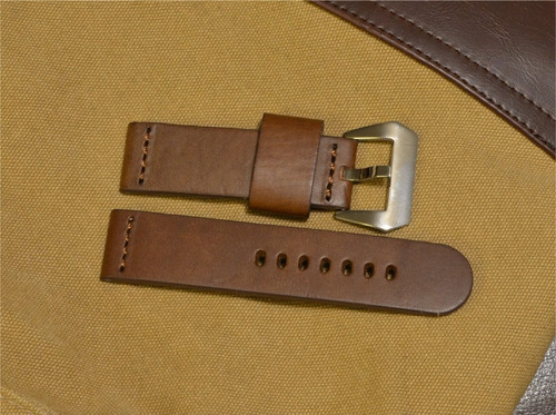 Correa De Reloj Cuero Chocolate 24 Mm Dasari Con Hebilla