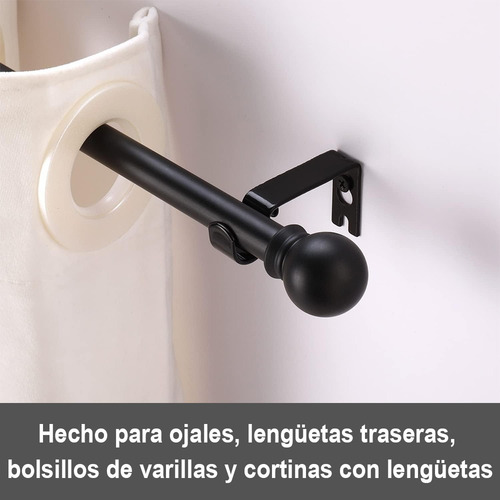 Barra De Cortina Extensible (120-210cm) Con Remates Redondos