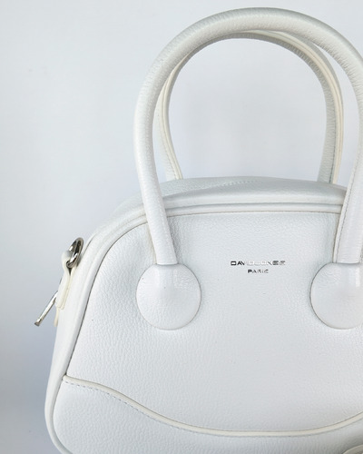 Cartera David Jones Imporotada Elegante Ideal Para Salir Blanco Lisa Plateado Blanco