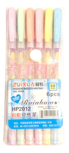 Lapiceras Colores Pastel Arcoiris Pack X6