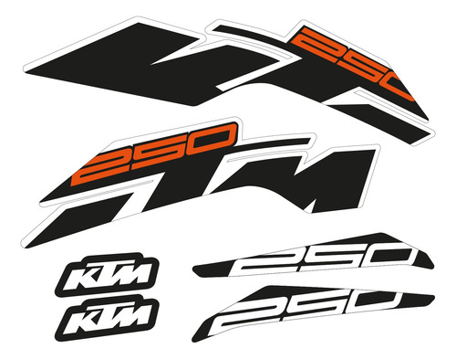 Calcos Alternativo Laminado Símil Ktm Duke 250 G2 Ng Blanca