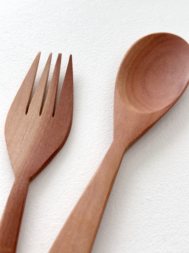 Set Cuchara Y Tenedor De Madera - Imp Indonesia Marrón