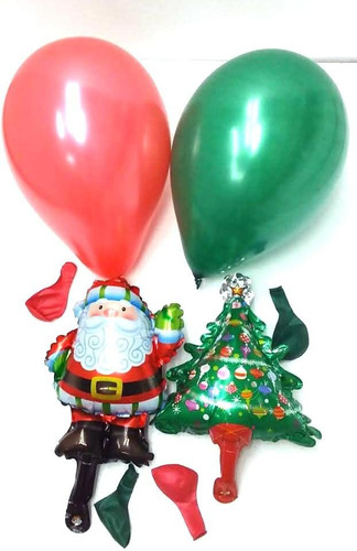 Set Globos Navidad Navideños Metalizados X8u. - 5 Soles