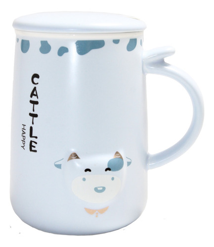 Taza De Porcelana C/tapa Vaquita 385ml 12234