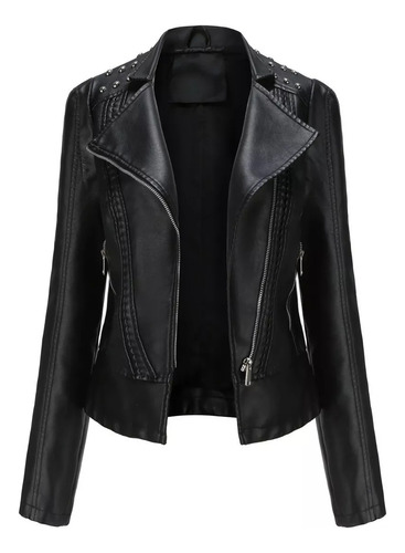 Chaqueta De Cuero Biker Punk Para Mujer