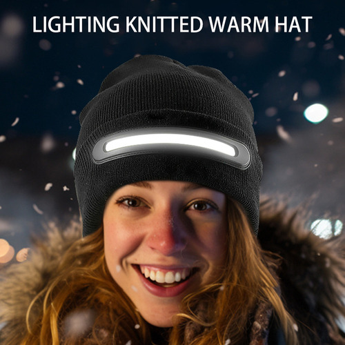 Gorra De Punto Cálido A Prueba De Frío Con Iluminación Led U