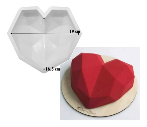 Molde De Silicón Corazón 3d Diamante Repostería 