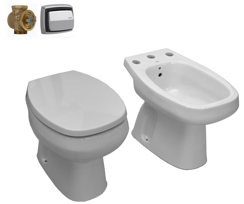 Combo Baño Monaco Corto Bidet Valvula Tapa Eg