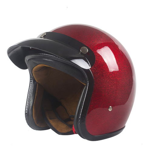 3/4 Casco Con Visera Para Hombre, Protector De Cara Abierta