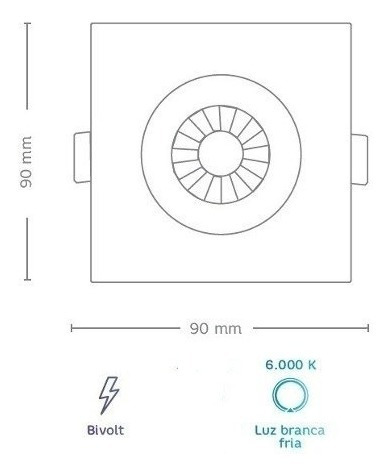 Imagem 2 de 2 de Kit C/ 10 Spot Direcionável Led Embutir Quadrado 5w 3200k