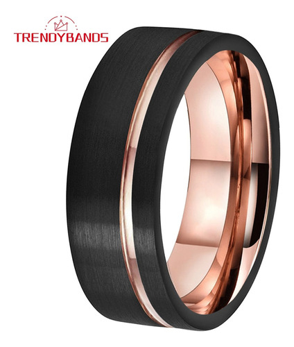 6 Mm 8 Mm Oro Rosa Negro Para Hombre Tungsteno Bandas De Bod