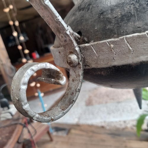 Imagem 5 de 10 de Lustre Antigo Ferro Feito A Mão Rústico Medieval Restauro