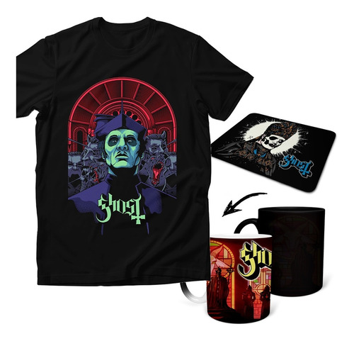 Combo Playera Ghost Tarot Papa Emeritus Mágica Y Mouse Pad