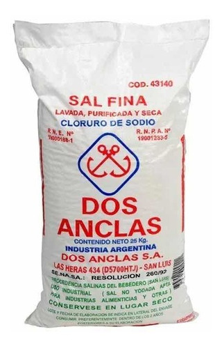 Sal Fina - Bolsa 25 Kg. - Dos Anclas X Mayor