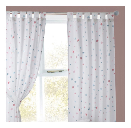 Cortinas Juego 2 Paños Infantil Jean Cartier Estrellas Rosa