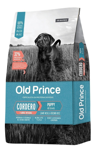 Alimento Old Prince Proteínas Noveles Puppy All Breeds para perro cachorro todos los tamaños sabor cordero y arroz en bolsa de 15 kg