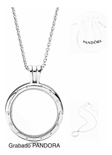 Collar Medallón Compatible Marca Pandora,plata+bolsa