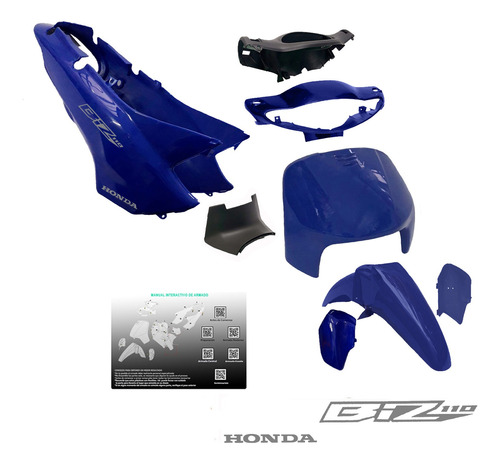 Kit Plasticos Carenado Honda Biz 110 Azul + Calcos De Regalo