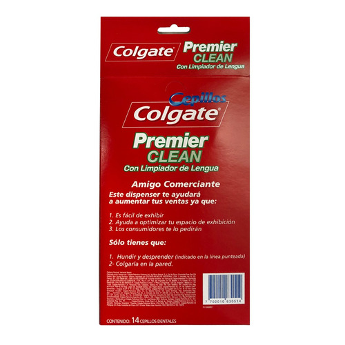 Cepillo de dientes Colgate Premier Clean 2 Cepillos Gratis medio pack x 14 unidades