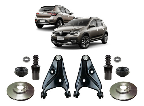 Kit Bandeja Suspensao Batente Disco Sandero 2013 2014 2015