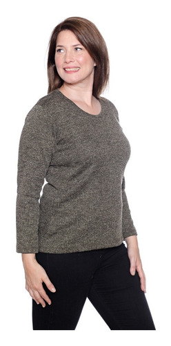 Imagen 3 de 8 de Sweater De Dama Manga Larga Lanilla Con Brillo Art 3117