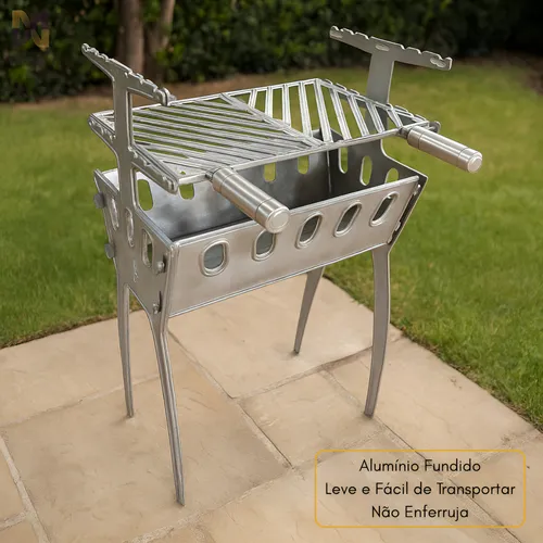 Churrasqueira portátil a carvão móvel desmontável de alumínio fun...