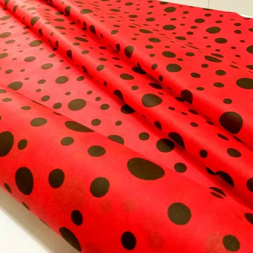 2,5 metros Tnt Estampado Ladybug Joaninha Poa Preto e Vermelho Festa  Decoração Mesa Parede Painel 1,4m x 2,5 metros