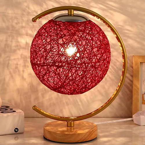 Luminaria Abajur Lua Cupula Bola Barbante Rustica Enfeite