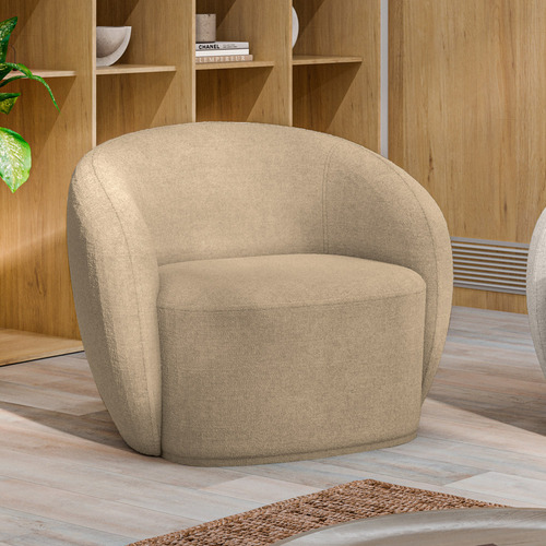 Kit 2 Poltronas Decorativas Íbis Bouclê Bege G33 - Gran